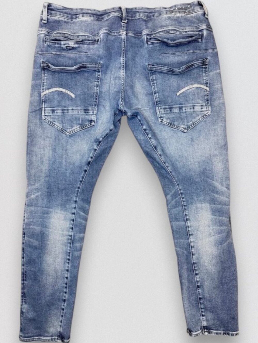 Men's Light Wash Skinny Stretch Jeans W40 L32 Faded Denim Casual - Picture 3 of 6